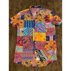 Romwe Mens Vibrant Button-Up‎ Shirt